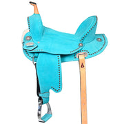 Hilason Western Horse Flex Tree Barrel Trail In Suede Leather Saddle Turquoise