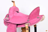 Hilason Western Horse Flex Tree Barrel Trail In Suede Leather Saddle Pink