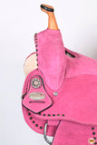 Hilason Western Horse Flex Tree Barrel Trail In Suede Leather Saddle Pink