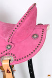 Hilason Western Horse Flex Tree Barrel Trail In Suede Leather Saddle Pink