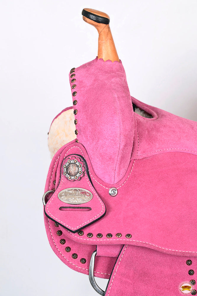 HILASON Western Horse Flex Tree Barrel Trail in Leather Saddle Pink | for Horses