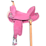 Hilason Western Horse Flex Tree Barrel Trail In Suede Leather Saddle Pink