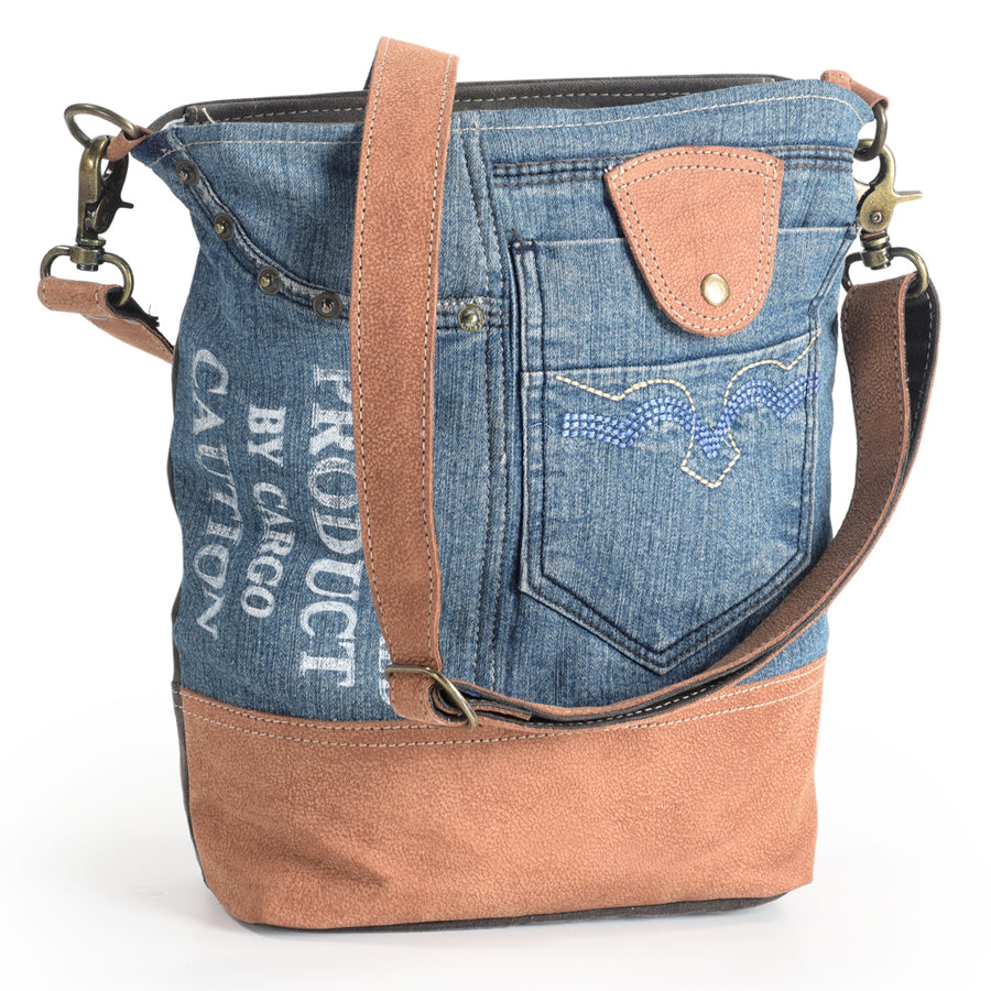 OHLAY Large Crossbody 100% Cotton Demin Genuine Leather women bag by Hilason – Cowboy and equestrian accessories