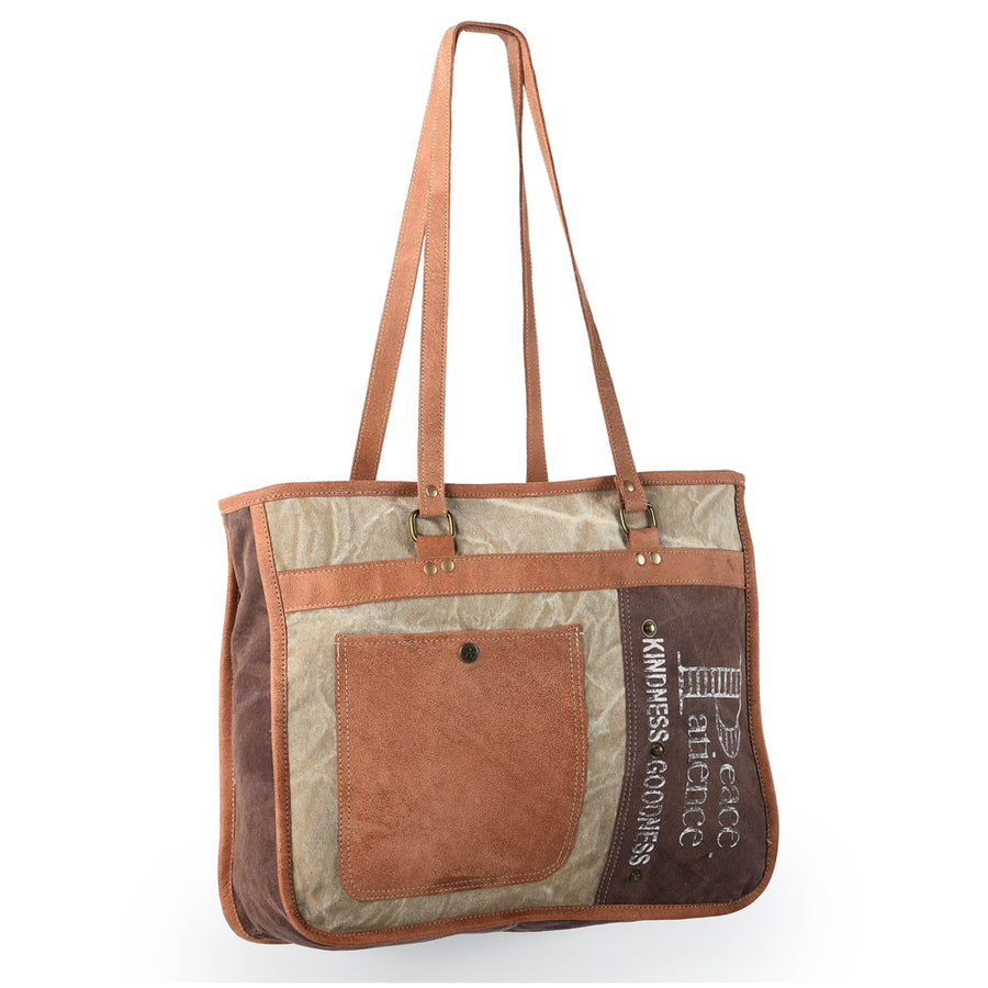 OHLAY KB539 TOTE 100% Cotton Demin Genuine Leather women bag western by Hilason – Cowboy and equestrian accessories