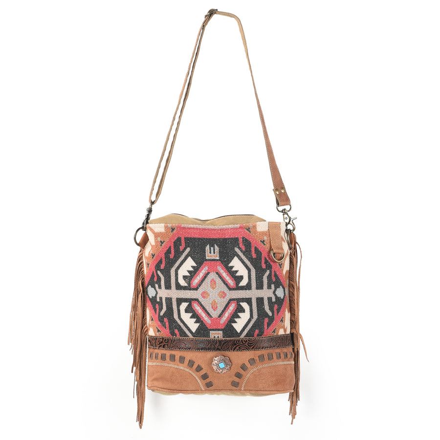 OHLAY Large Crossbody Upcycled Wool Upcycled Canvas Embossed Genuine by Hilason – Cowboy and equestrian accessories