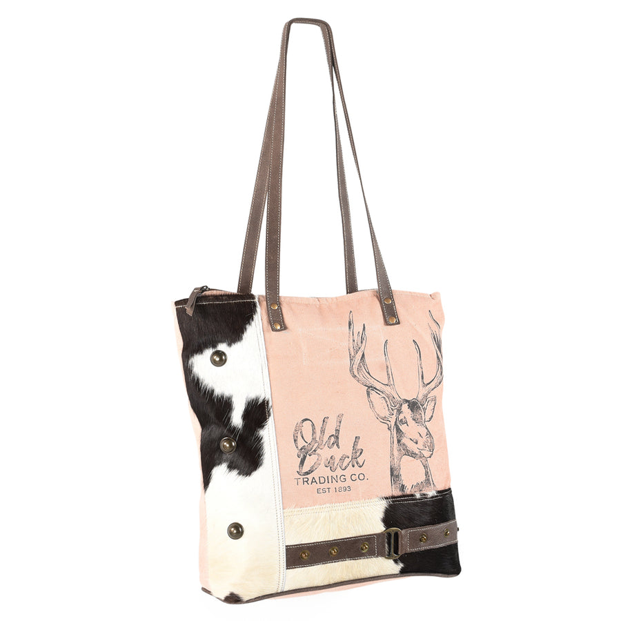 OHLAY KB553 TOTE Upcycled Canvas Hair-on Genuine Leather women bag by Hilason – Cowboy and equestrian accessories