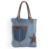 OHLAY KB557 TOTE 100% Cotton Demin Genuine Leather women bag western handbag purse