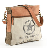 OHLAY MESSENGER Upcycled Canvas  Genuine Leather women bag western handbag purse