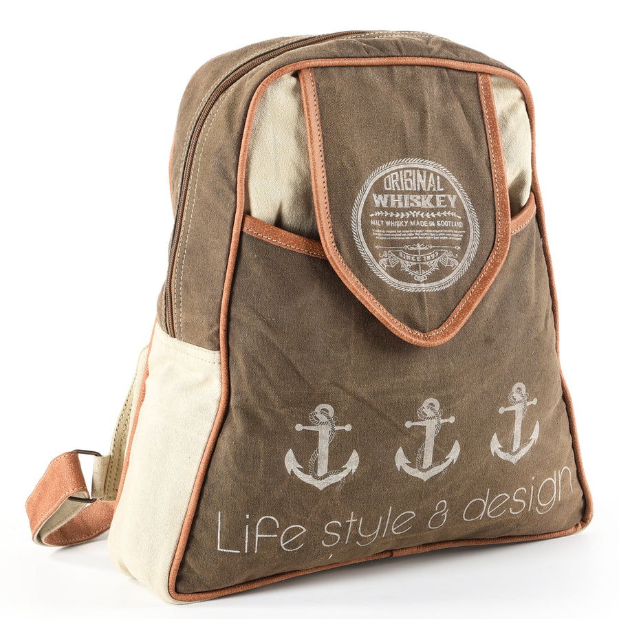 OHLAY KB565 Backpack Upcycled Canvas Genuine Leather women bag western by Hilason – Cowboy and equestrian accessories