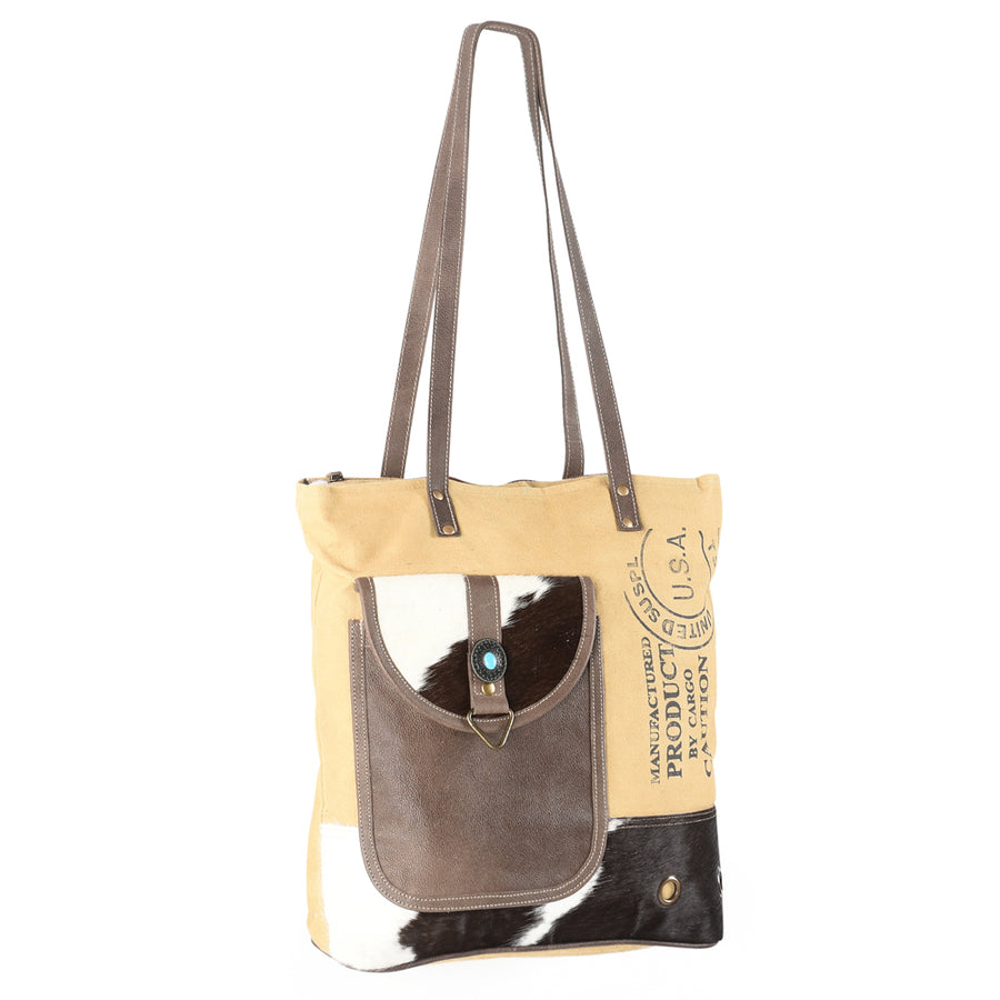 OHLAY KB572 TOTE Upcycled Canvas Hair-on Genuine Leather women bag by Hilason – Cowboy and equestrian accessories