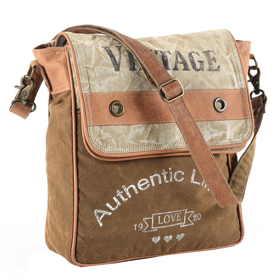 OHLAY Messenger Upcycled Canvas Genuine Leather women bag western handbag purse - Uhorse