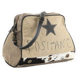 OHLAY KB575 Cross Body Upcycled Canvas Hair-On Genuine Leather women bag western handbag purse