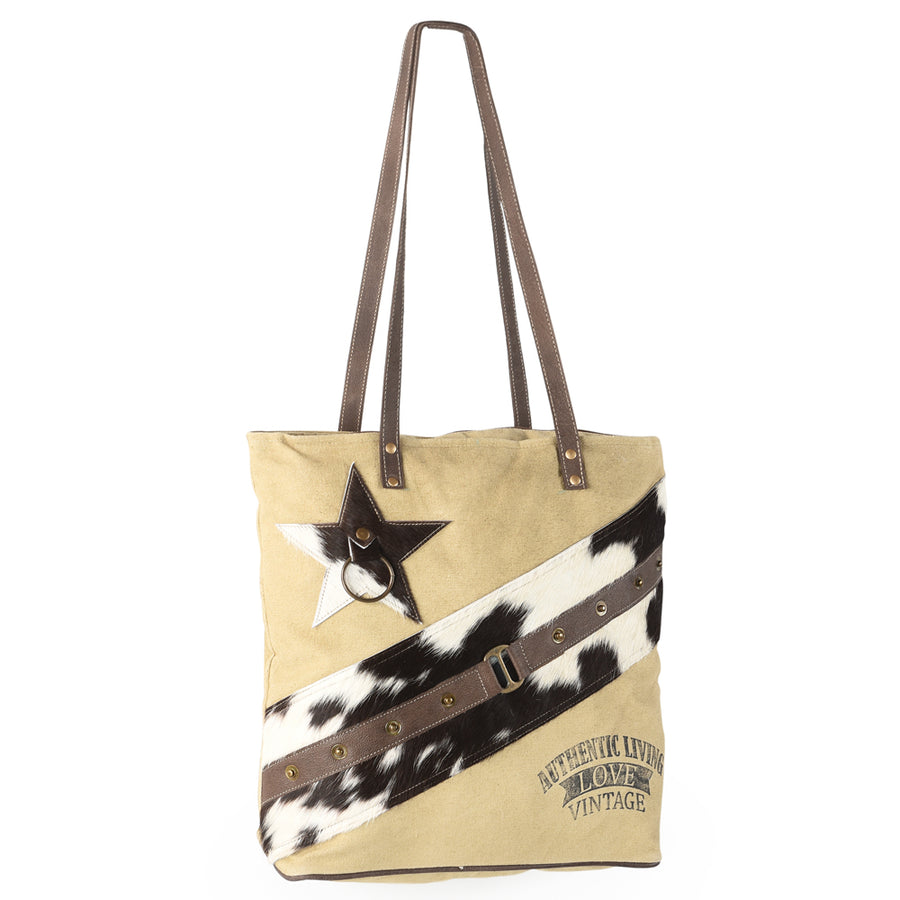 OHLAY KB578 TOTE Upcycled Canvas Hair-on Genuine Leather women bag by Hilason – Cowboy and equestrian accessories