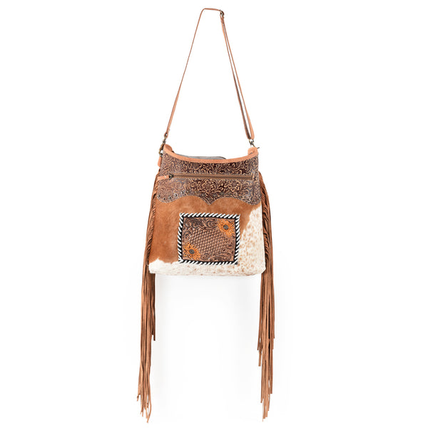 Ohlay Bags KB580 Cross Body I Upcycled Canvas Embossed Hair-On Genuine by Hilason – Cowboy and equestrian accessories
