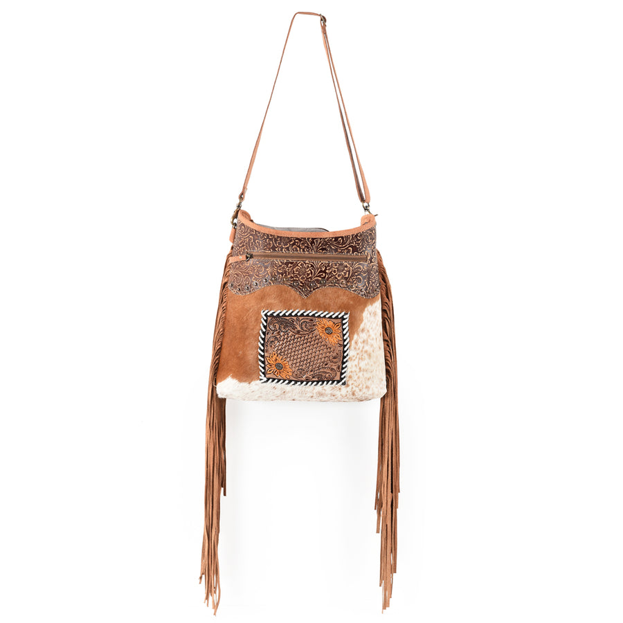 Ohlay Bags KB580 Cross Body I Upcycled Canvas Embossed Hair-On Genuine by Hilason – Cowboy and equestrian accessories