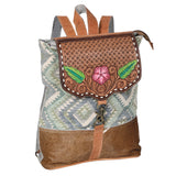 OHLAY KB586 Backpack Hand Tooled Upcycled Canvas Hair-On Genuine Leather women bag western handbag purse