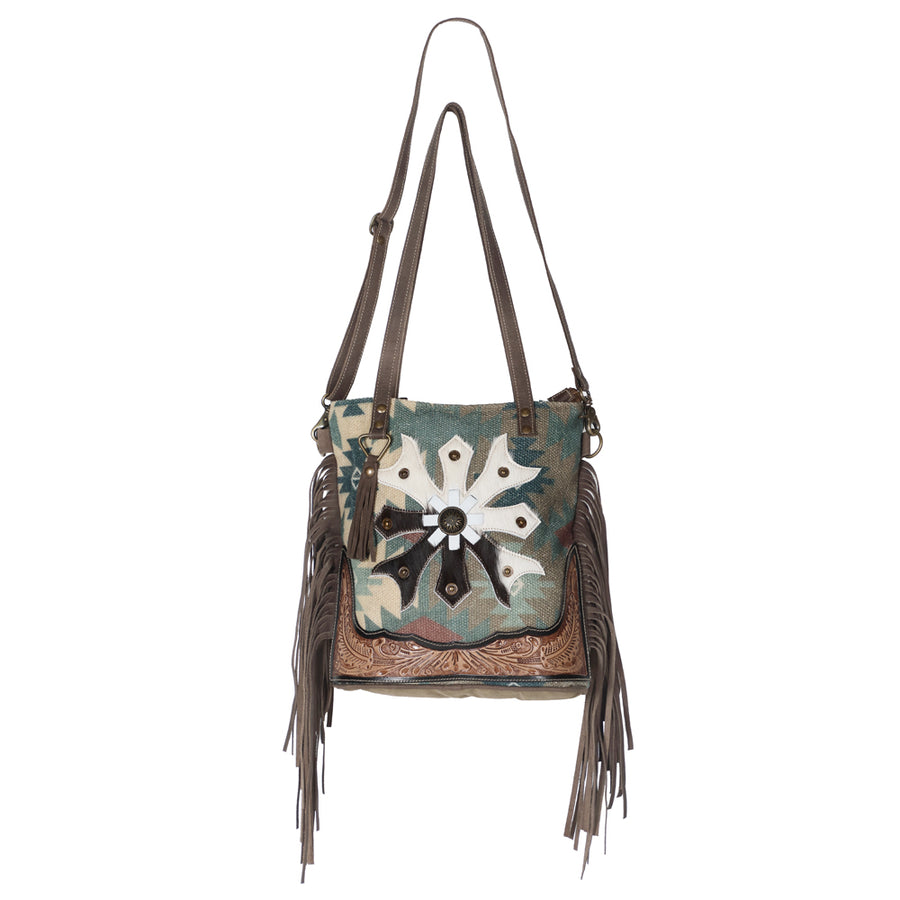 OHLAY KB591 TOTE Hand Tooled Upcycled Wool Canvas Hair-on Genuine by Hilason – Cowboy and equestrian accessories