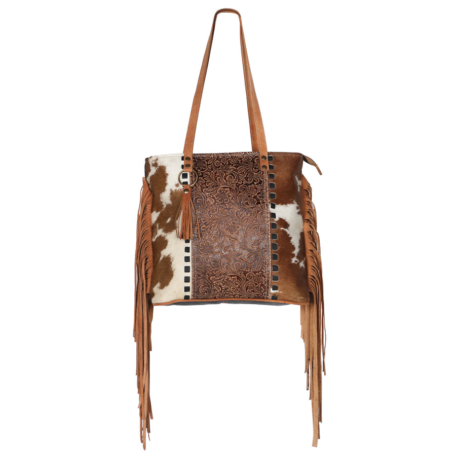 OHLAY KB596 TOTE Upcycled Wool Embossed Hair-on Genuine Leather women by Hilason – Cowboy and equestrian accessories