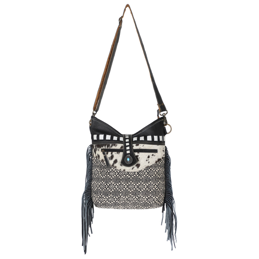 OHLAY KB597 Cross Body Upcycled Canvas Hair-On Genuine Leather women by Hilason – Cowboy and equestrian accessories
