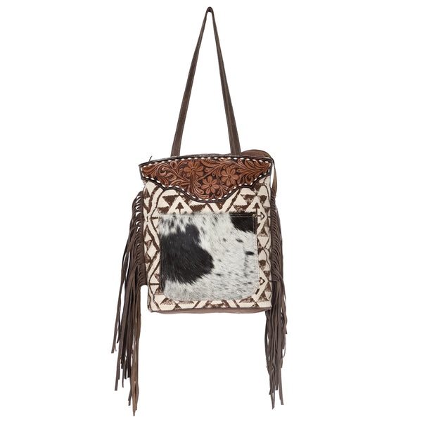 OHLAY KB622 TOTE Hand Tooled Upcycled Wool Canvas Hair-on Genuine by Hilason – Cowboy and equestrian accessories