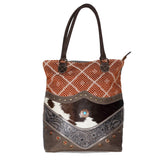 OHLAY KB626 TOTE Hand Tooled Upcycled Wool Upcycled Canvas Hair-on Genuine Leather women bag western handbag purse