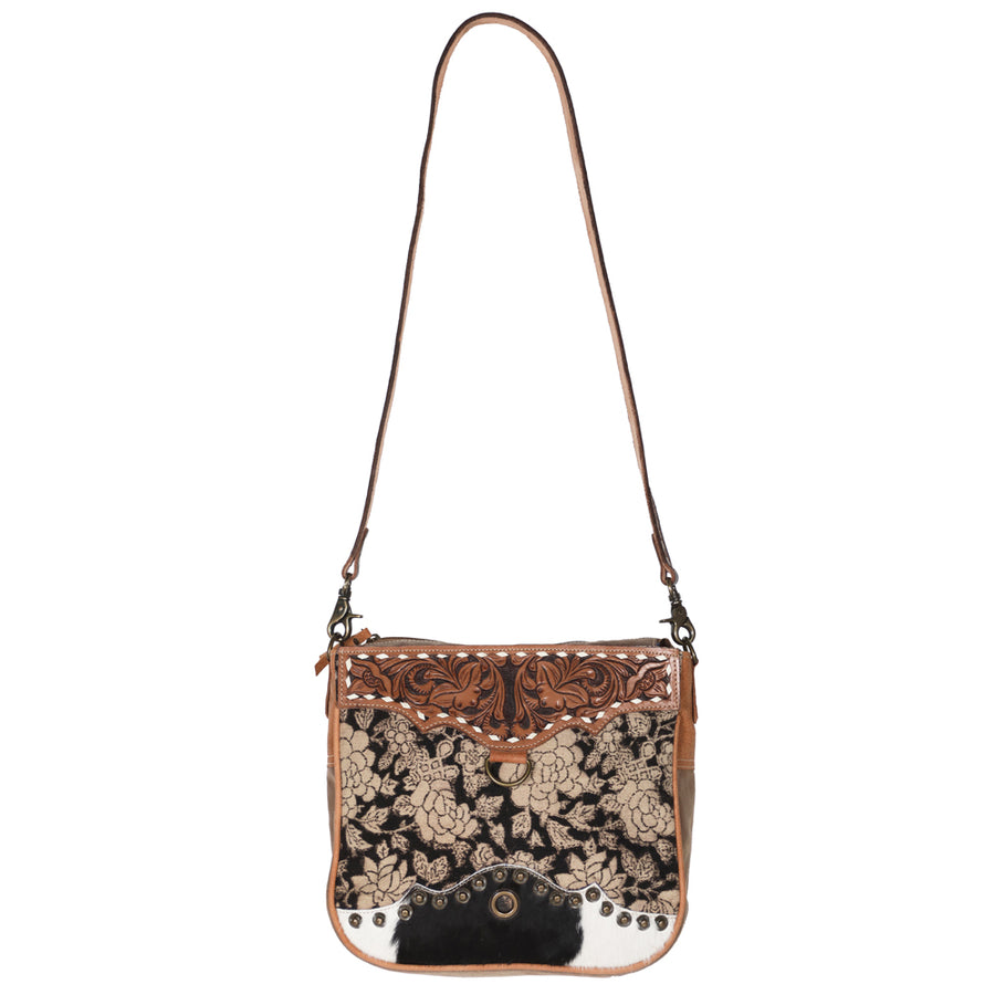 OHLAY KB637 Cross Body Hand Tooled Upcycled Canvas Hair-On Genuine by Hilason – Cowboy and equestrian accessories