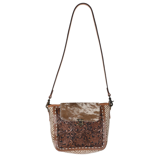 OHLAY KB638 Cross Body Hand Tooled Upcycled Wool Upcycled Canvas by Hilason – Cowboy and equestrian accessories