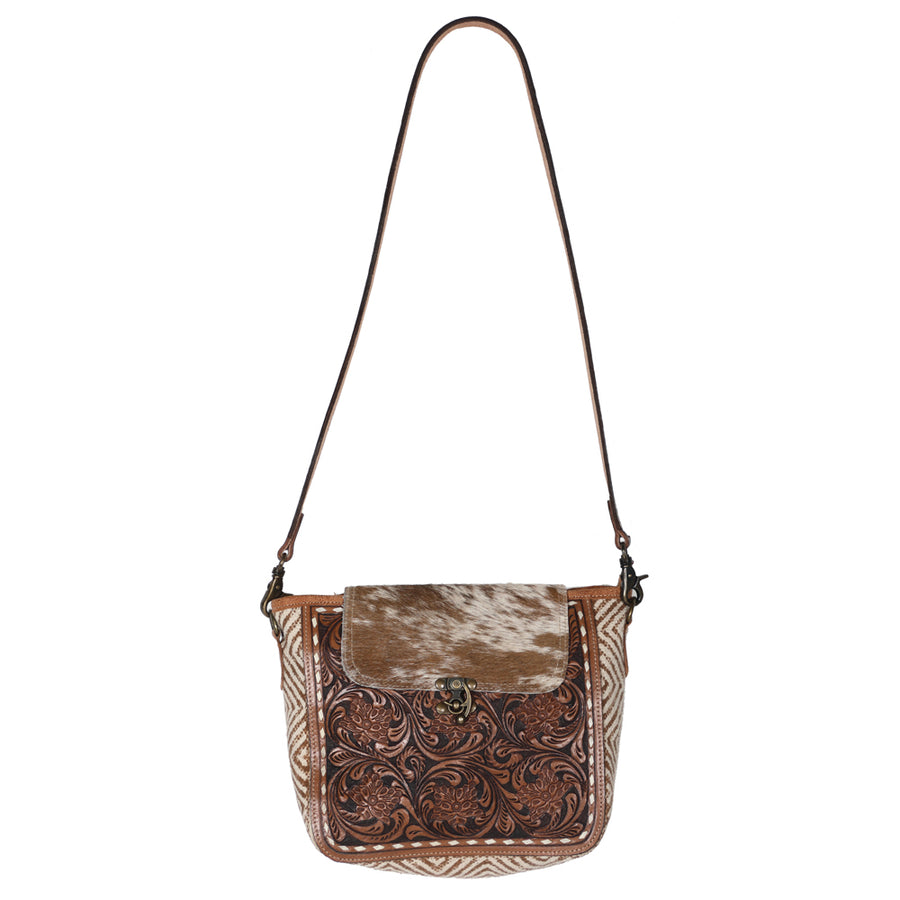 OHLAY KB638 Cross Body Hand Tooled Upcycled Wool Upcycled Canvas by Hilason – Cowboy and equestrian accessories