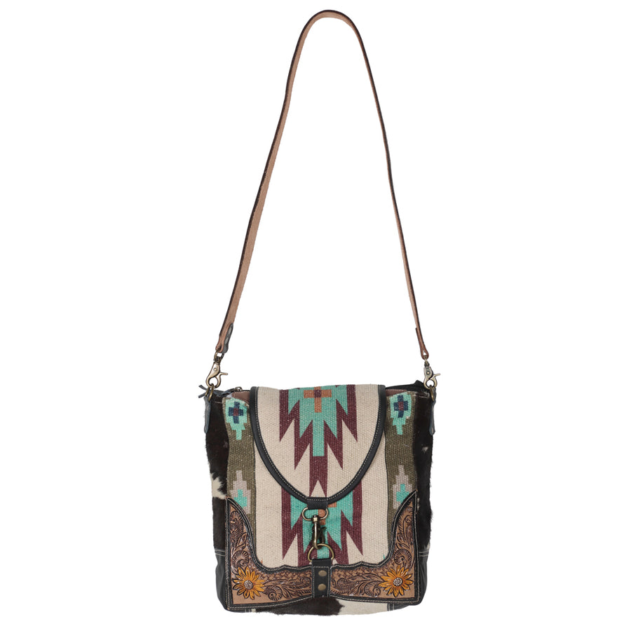 OHLAY KB639 Cross Body Hand Tooled Upcycled Wool Upcycled Canvas by Hilason – Cowboy and equestrian accessories