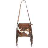 OHLAY KB640 Cross Body Hand Tooled Upcycled Canvas Hair-On Genuine Leather women bag western handbag purse