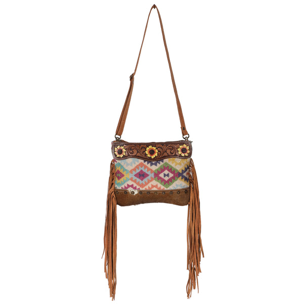 OHLAY KB641 Cross Body Hand Tooled Upcycled Canvas Hair-On Genuine by Hilason – Cowboy and equestrian accessories