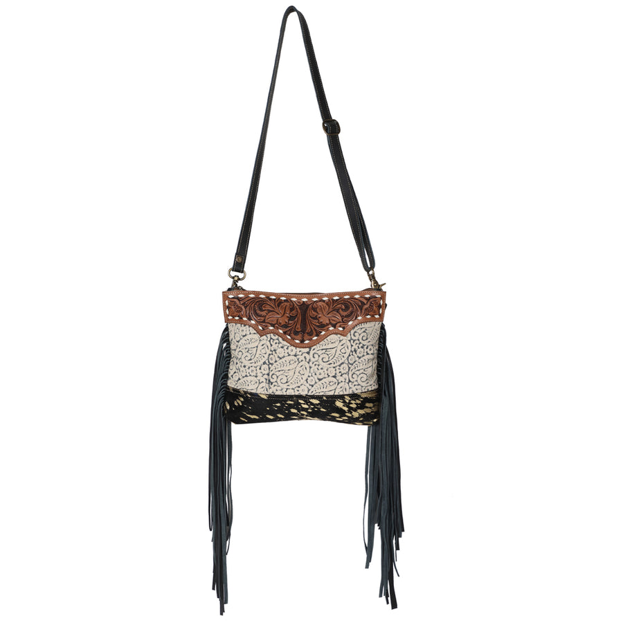 OHLAY KB645 Cross Body Hand Tooled Upcycled Canvas Hair-On Genuine by Hilason – Cowboy and equestrian accessories