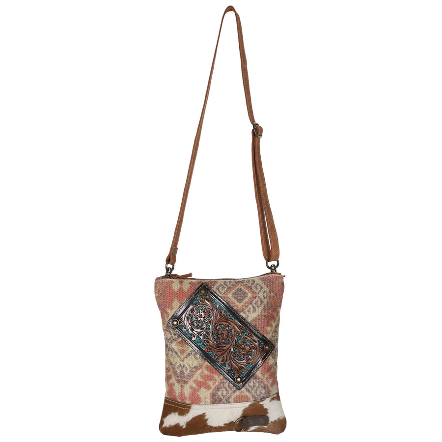 OHLAY KB649 Cross Body Hand Tooled Upcycled Wool Upcycled Canvas by Hilason – Cowboy and equestrian accessories