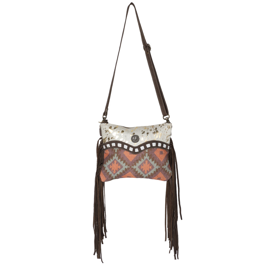 OHLAY KB652 Cross Body Upcycled Canvas Hair-On Genuine Leather women by Hilason – Cowboy and equestrian accessories