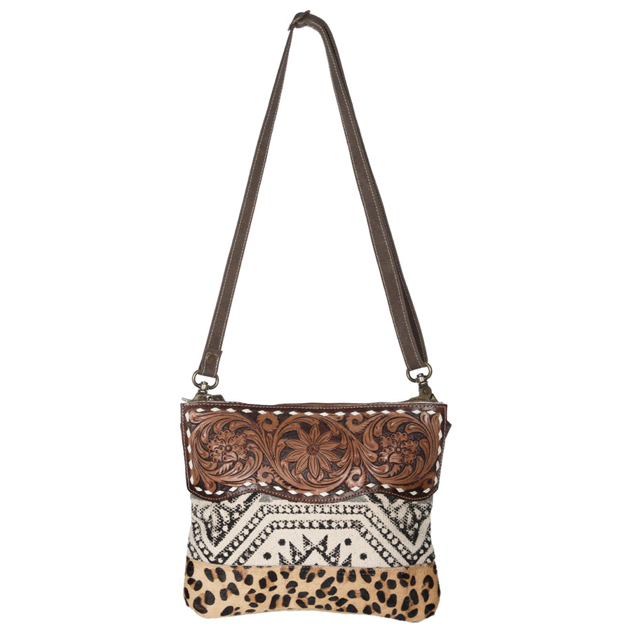 OHLAY KB654 Cross Body Hand Tooled Upcycled Canvas Hair-On Genuine by Hilason – Cowboy and equestrian accessories