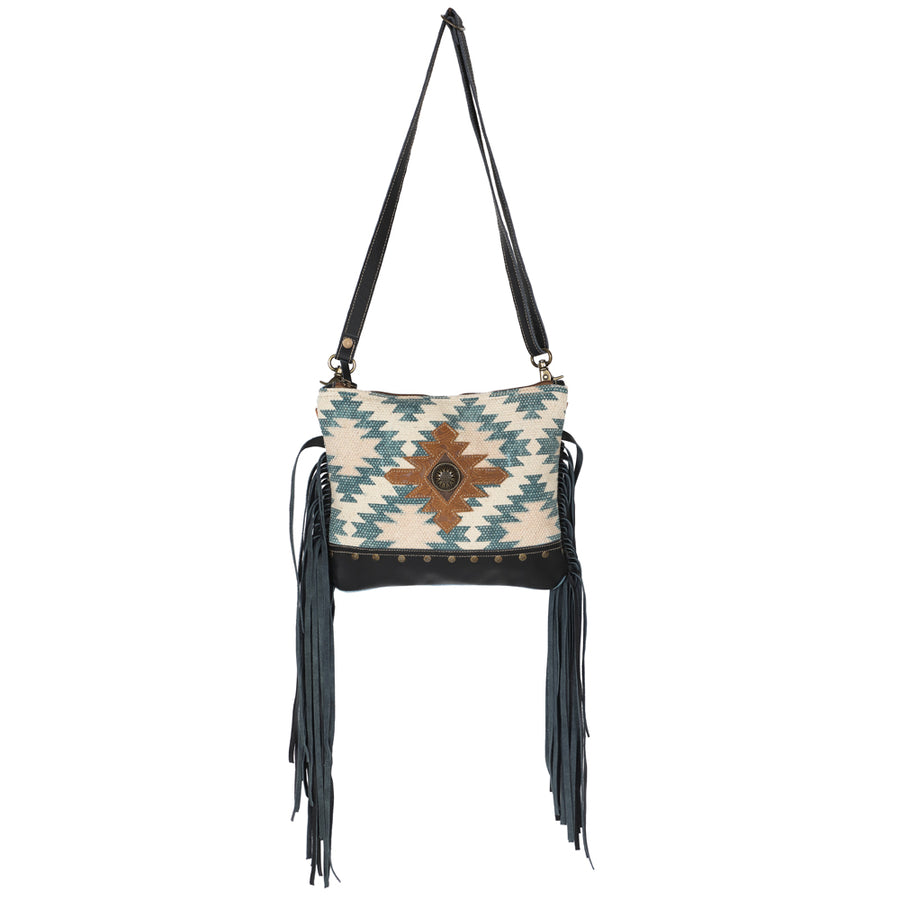 OHLAY KB655 Cross Body Upcycled Wool Upcycled Canvas Embossed Genuine by Hilason – Cowboy and equestrian accessories