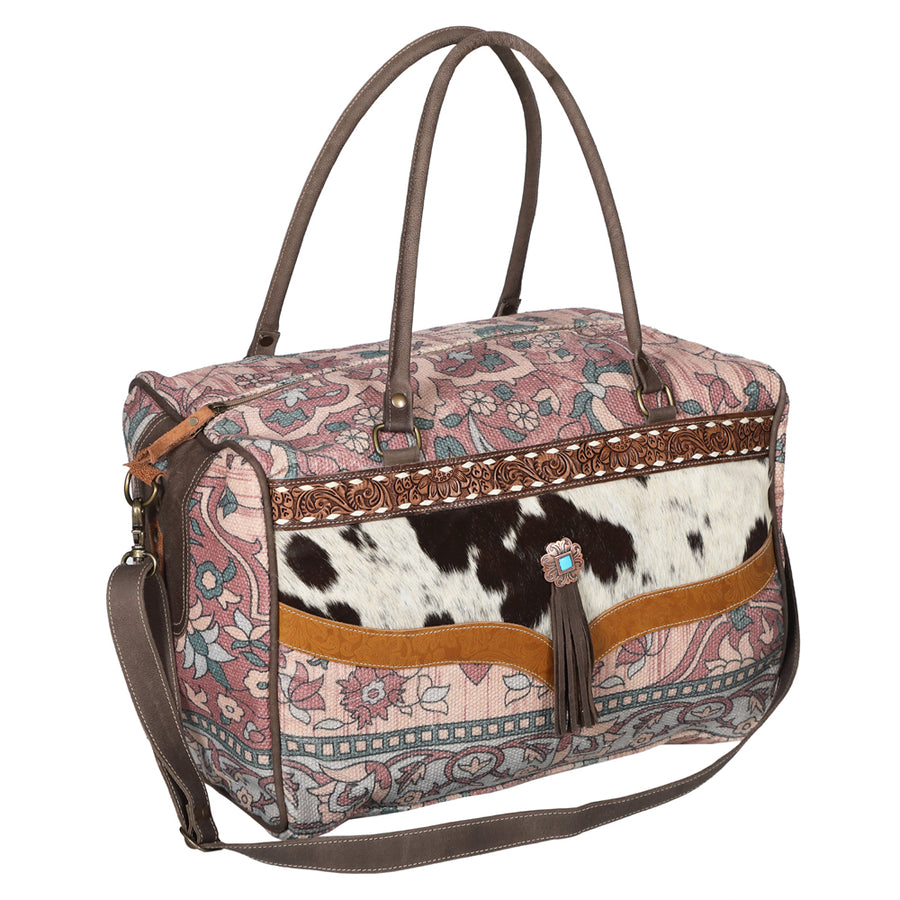 OHLAY KB661 DUFFEL Hand Tooled Upcycled Canvas Embossed Hair-on by Hilason – Cowboy and equestrian accessories