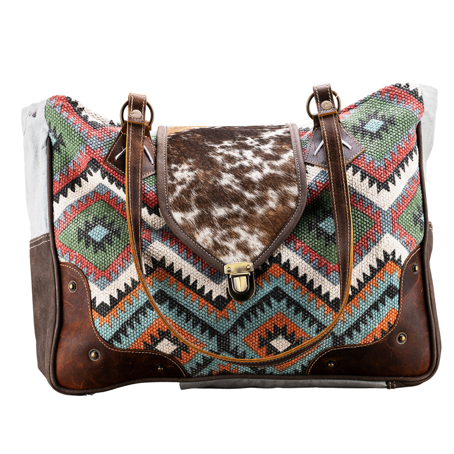 OHLAY KB664 TOTE Upcycled Wool Canvas Hair-on Genuine Leather women by Hilason – Cowboy and equestrian accessories