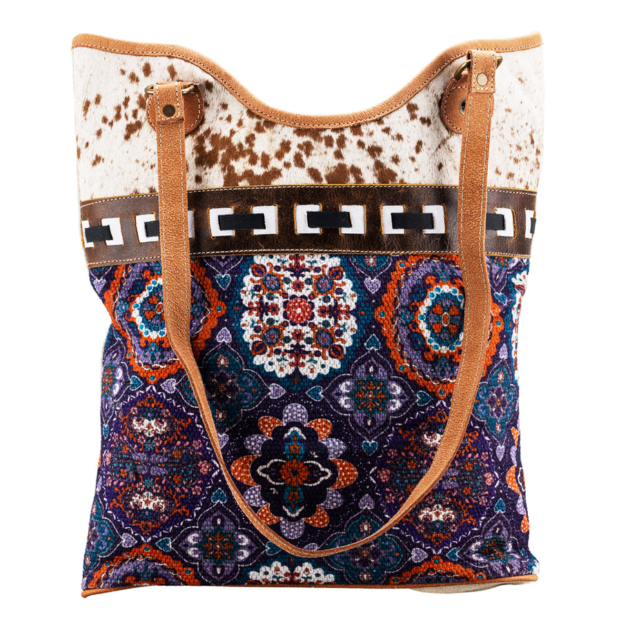 OHLAY KB668 TOTE Upcycled Wool Canvas Hair-on Genuine Leather women by Hilason – Cowboy and equestrian accessories