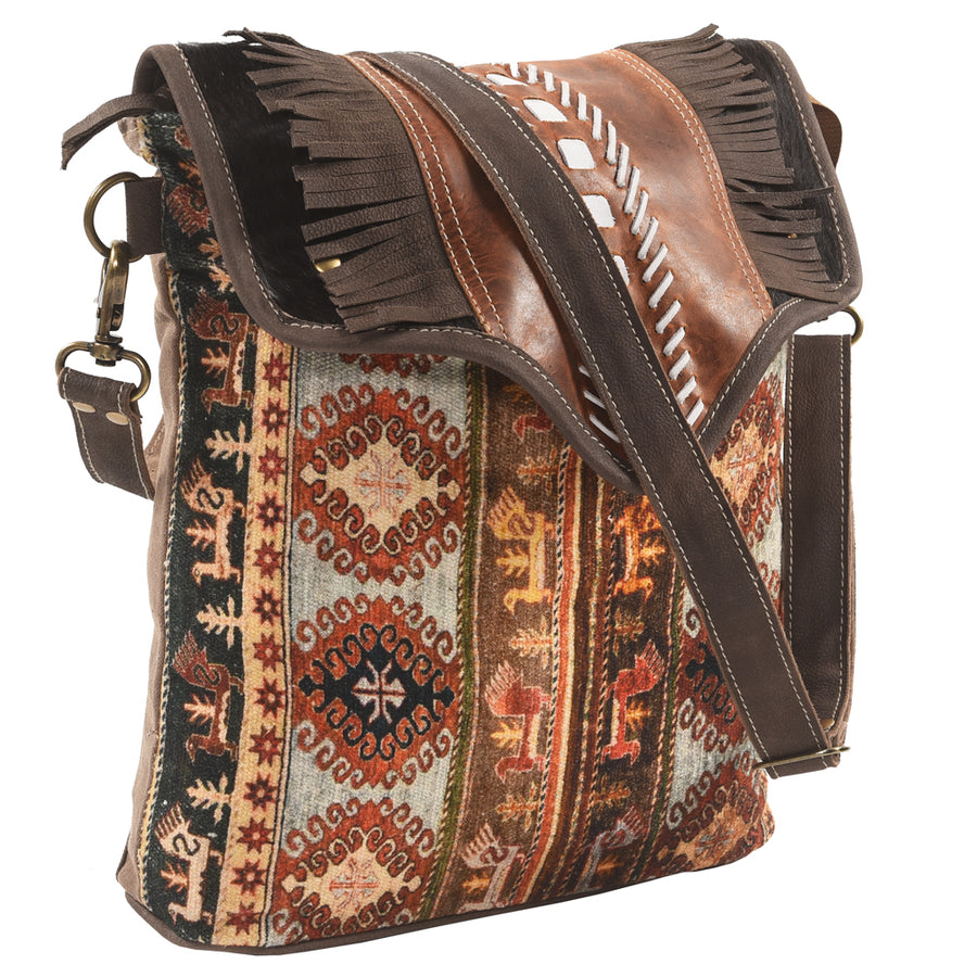 OHLAY KB671 Cross Body Upcycled Canvas Hair-On Genuine Leather women by Hilason – Cowboy and equestrian accessories