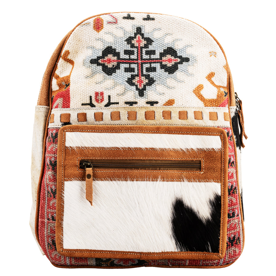 OHLAY KB677 Backpack Upcycled Canvas Hair-On Genuine Leather women bag by Hilason – Cowboy and equestrian accessories