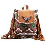 OHLAY KB678 Cross Body Hand Tooled Upcycled Wool Upcycled Canvas Genuine Leather women bag western handbag purse