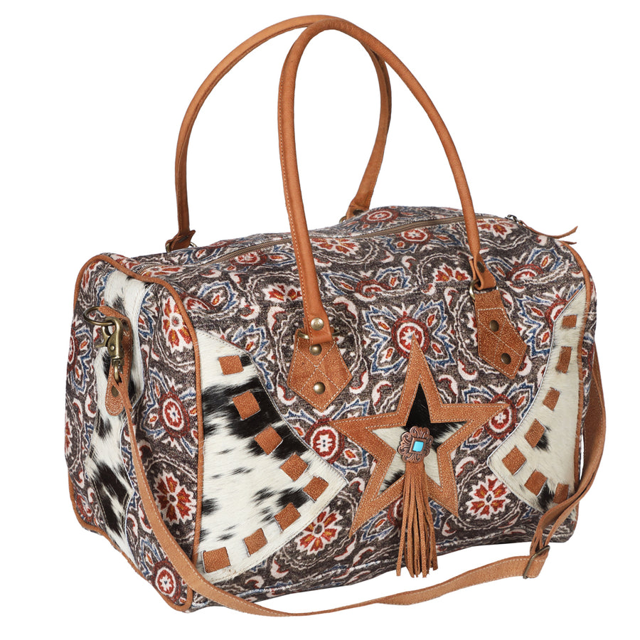 OHLAY KB688 DUFFEL Upcycled Canvas Hair-on Genuine Leather women bag by Hilason – Cowboy and equestrian accessories
