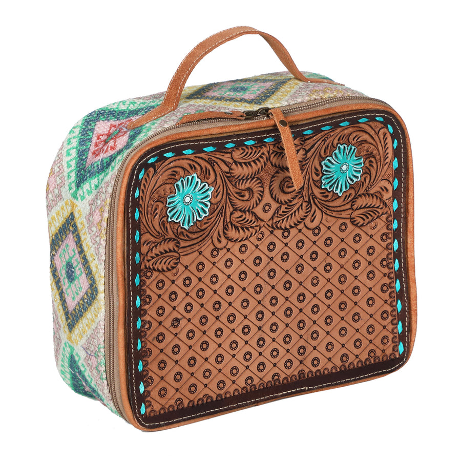 OHLAY KB701 JEWELRY CASE Hand Tooled Upcycled Wool Genuine Leather by Hilason – Cowboy and equestrian accessories