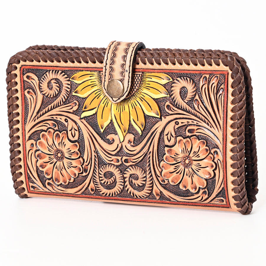 American Darling Braided Hand Tooled Genuine Leather Clutch Bag - Uhorse