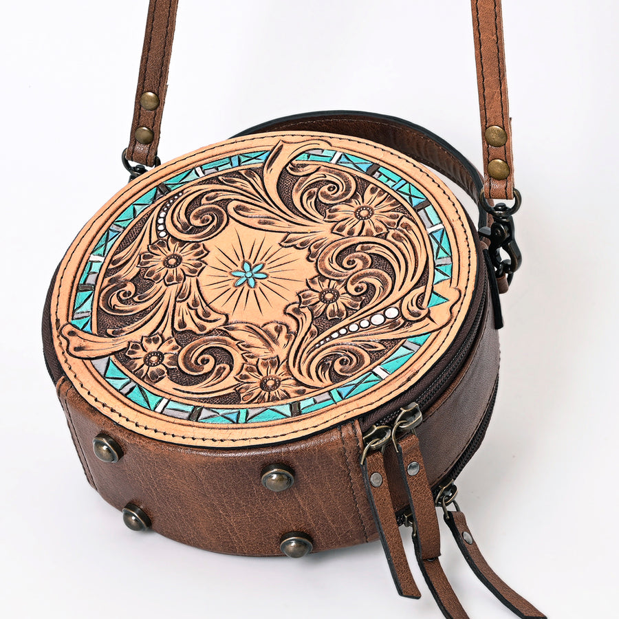 American Darling Canteen Bag Hand Tooled Genuine Leather Western Women | Handbag Purse Travel Clutch