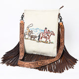 American Darling ADBGS192BY Messenger Hair-On Genuine Leather Women Bag Western Handbag Purse