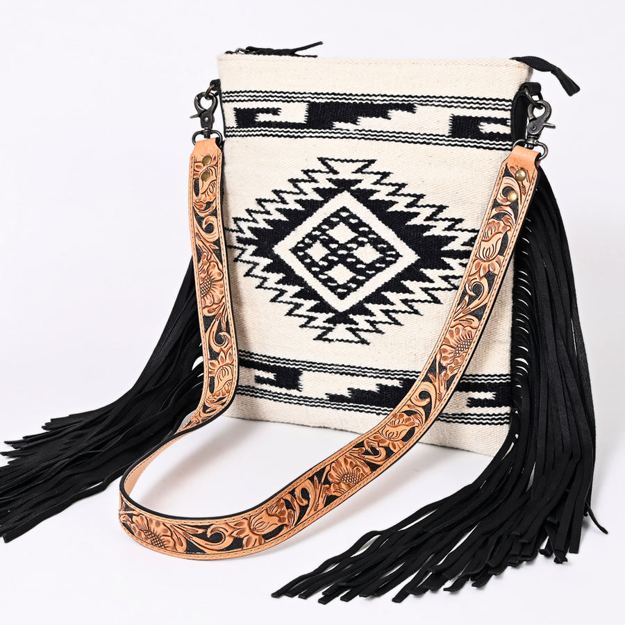 American Darling Large Crossbody Saddle Blanket Fabric Genuine Leather Western Women Bag Handbag Purse | Cute - Uhorse