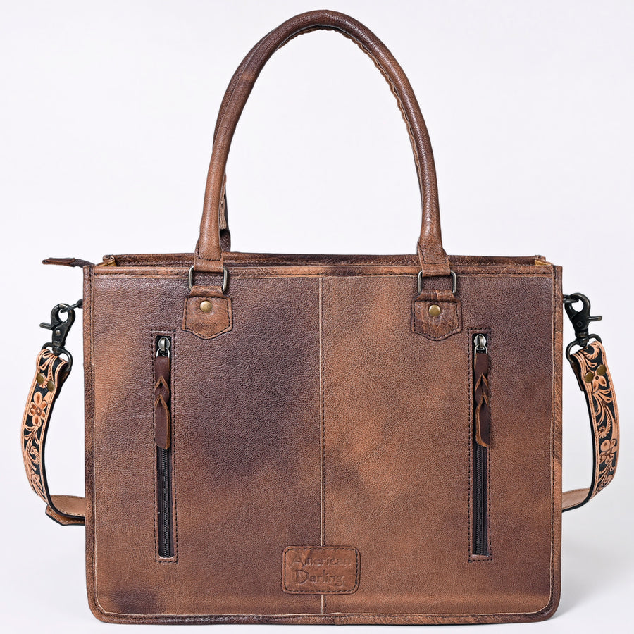 American Darling Briefcase Hand Tooled Hair On Genuine Leather Western Women Bag Handbag | for Cute Laptop