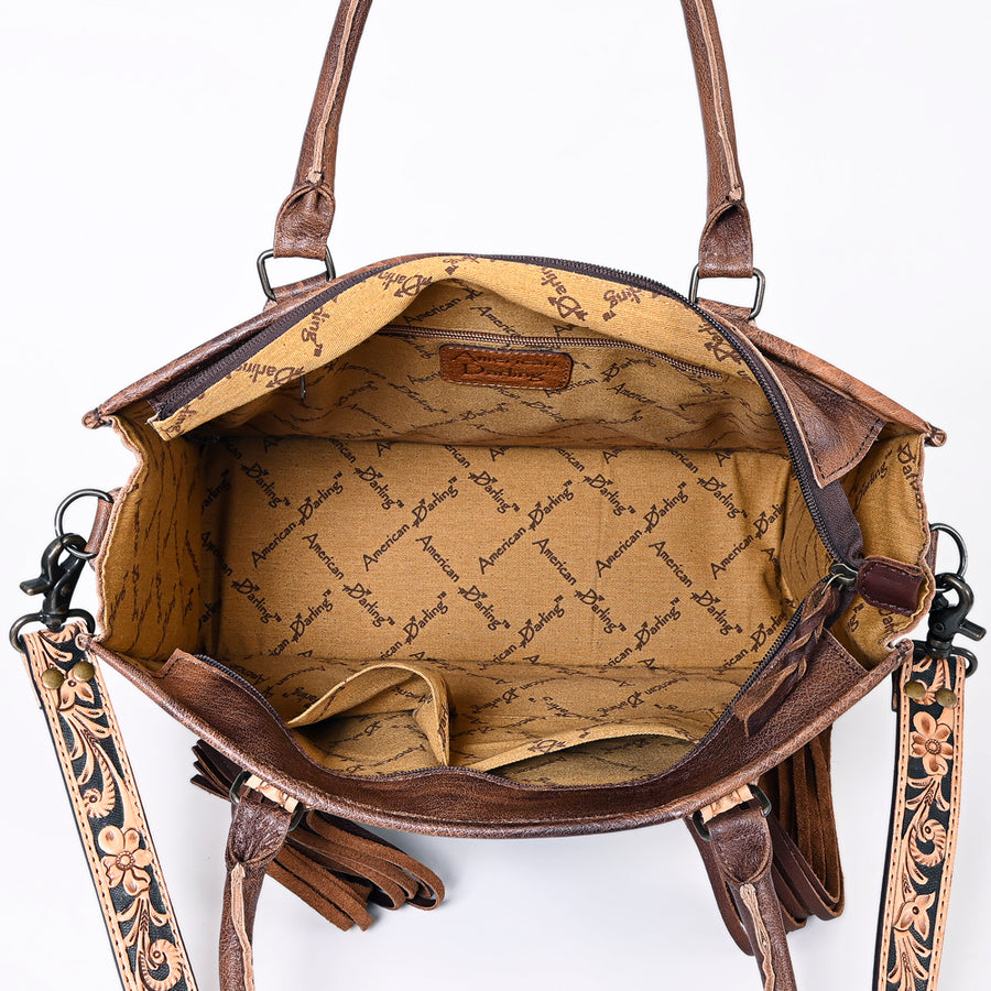 American Darling Briefcase Hand Tooled Hair On Genuine Leather Western Women Bag Handbag | for Cute Laptop